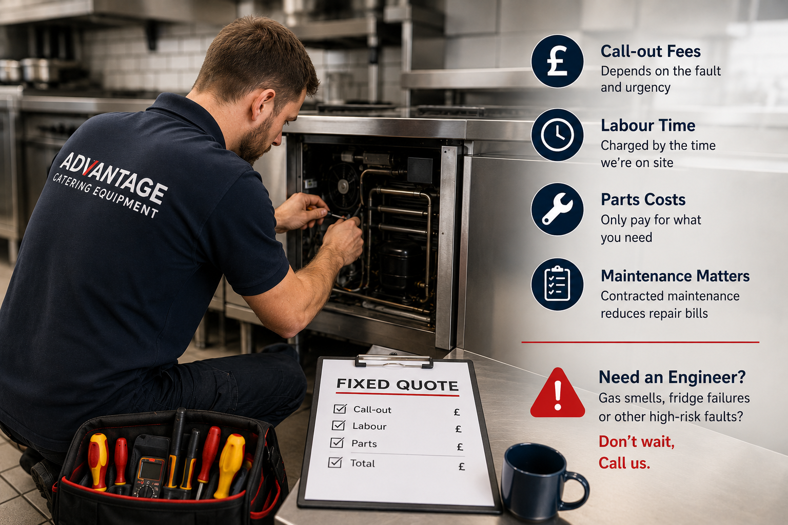 Cost breakdown for commercial catering equipment repair in a Kent kitchen