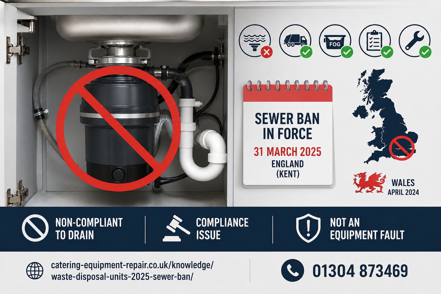 Your waste disposal unit after the 2025 ban - keep, disable or replace decision guide for Kent commercial kitchens